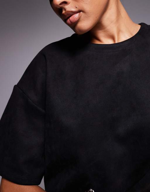 ASOS DESIGN – Svart t-shirt i mockaimitation med boxig passform, del av set, 4 av 4