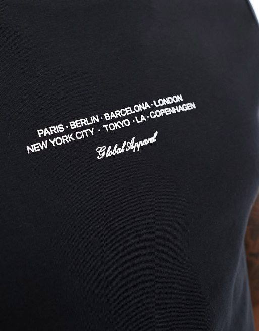 ASOS DESIGN – Svart t-shirt i muscle fit med text på bröstet, 3 av 4