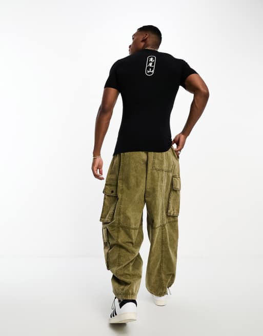 ASOS DESIGN – Svart t-shirt i muscle fit med texttryck baktill, 3 av 4