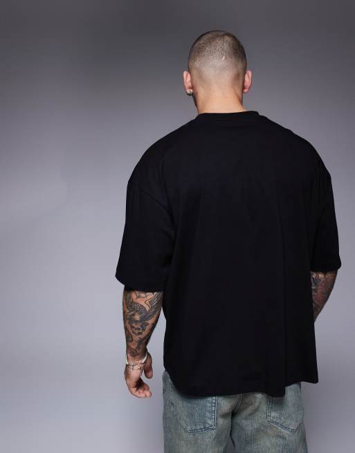 ASOS DESIGN – Svart t-shirt i oversize med boxig passform och frukttryck, 4 av 4