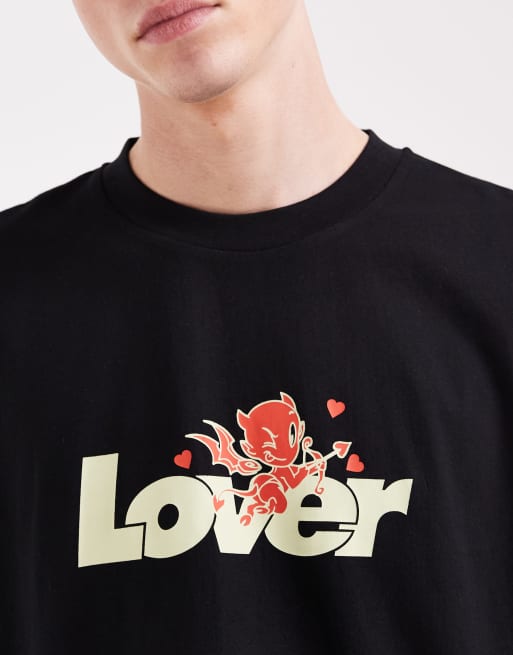 ASOS DESIGN – Svart t-shirt i oversize med boxig passform och frukttryck, 4 av 5