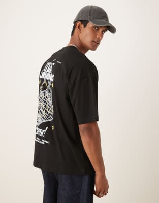 ASOS DESIGN – Svart t-shirt i oversize med citrontryck - view 1