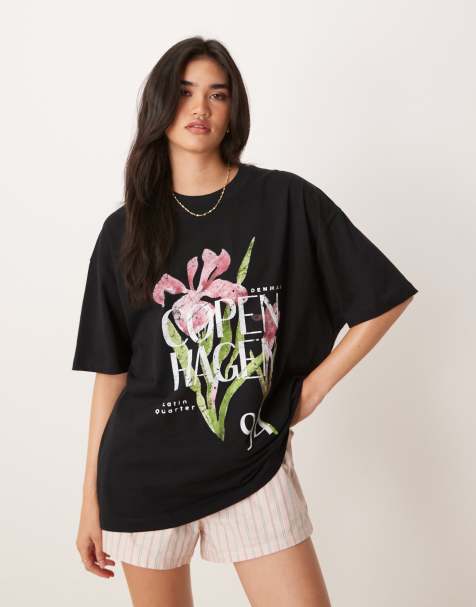 ASOS DESIGN – Svart t-shirt i oversize med "Copenhagen"-tryck - view 1
