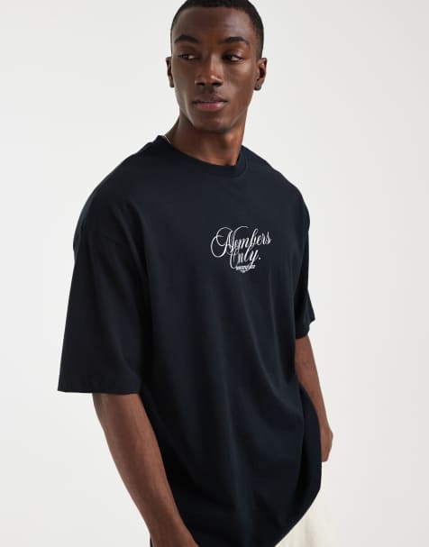 ASOS DESIGN – Svart t-shirt i oversize med landskapstryck - view 1