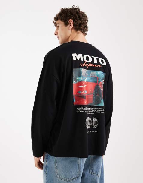 ASOS DESIGN – Svart t-shirt i oversize med långa ärmar och tryck baktill - view 1