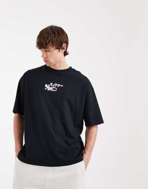 ASOS DESIGN – Svart t-shirt i oversize med Mewtwo Pokémon-tryck, 5 av 5