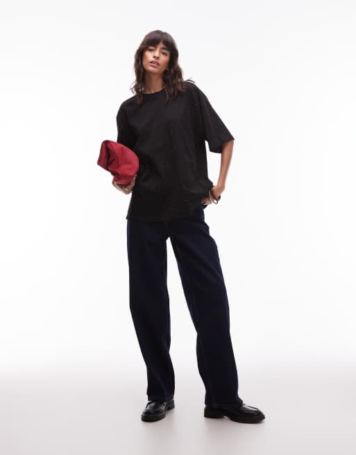 ASOS DESIGN – Svart t-shirt i oversize med nitar, 2 av 4