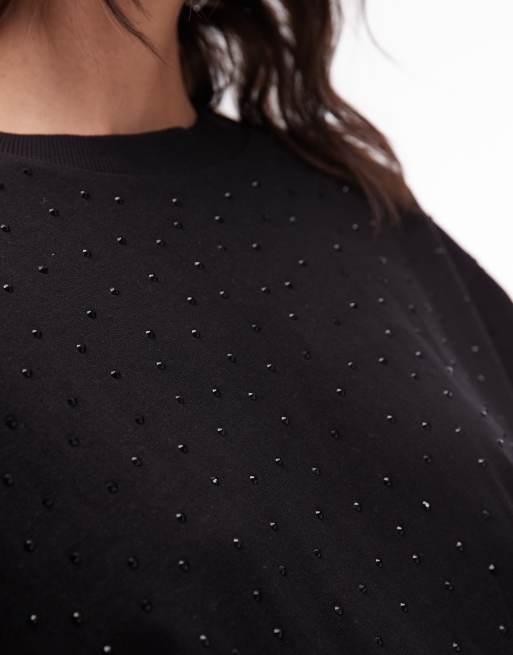 ASOS DESIGN – Svart t-shirt i oversize med nitar, 4 av 4