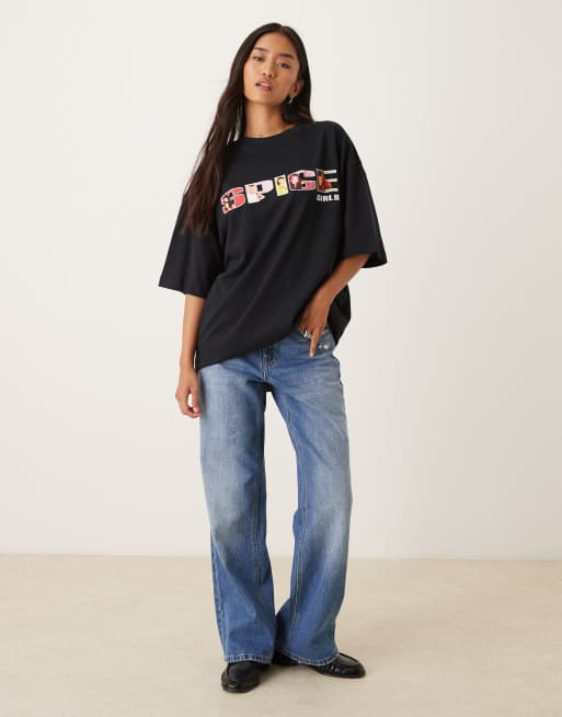 ASOS DESIGN – Svart t-shirt i oversize med Spice Girls Ginger-tryck, 3 av 4