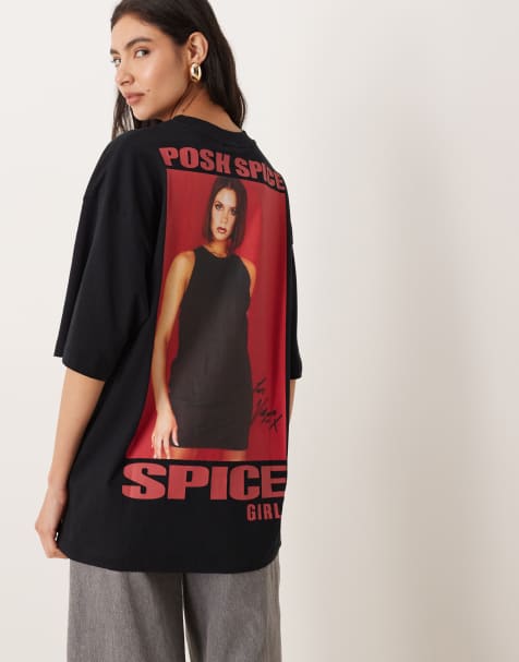 ASOS DESIGN – Svart t-shirt i oversize med Spice Girls Posh-tryck - view 1