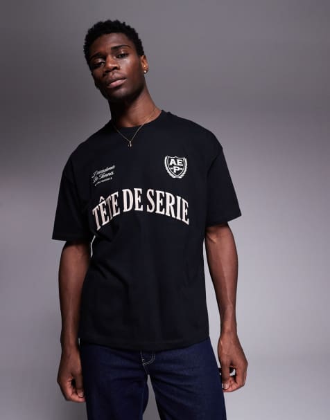 ASOS DESIGN – Svart t-shirt i oversize med sportig text broderad baktill - view 1