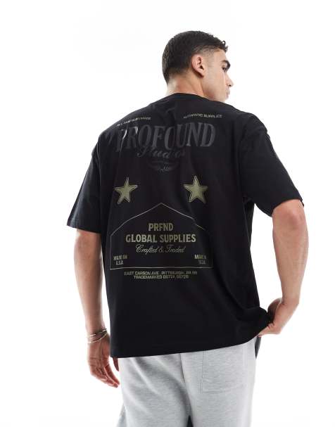 ASOS DESIGN – Svart t-shirt i oversize med street-tryck - view 1