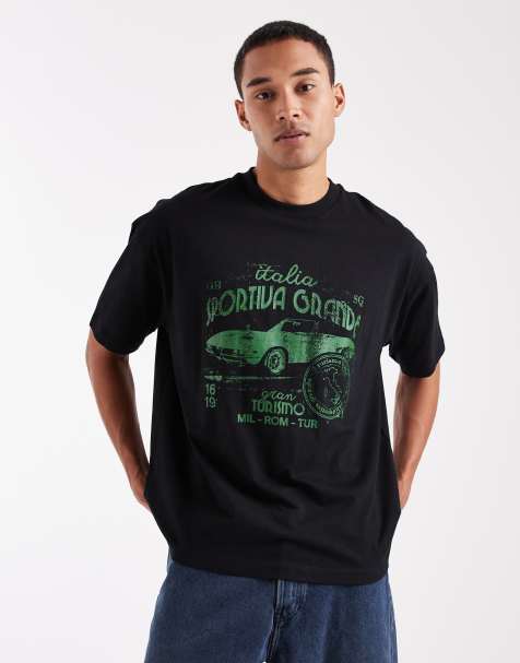 ASOS DESIGN – Svart t-shirt i oversize med street-tryck - view 1