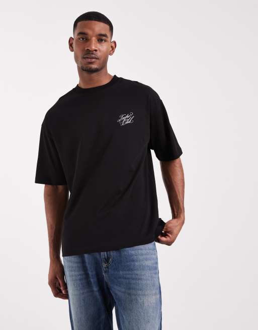 ASOS DESIGN – Svart t-shirt i oversize med texttryck  , 5 av 5