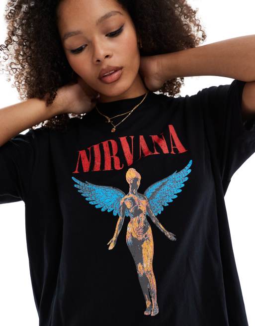 ASOS DESIGN – Svart t-shirt i oversize och unisex-modell med licensierat Nirvana-tryck, 3 av 4