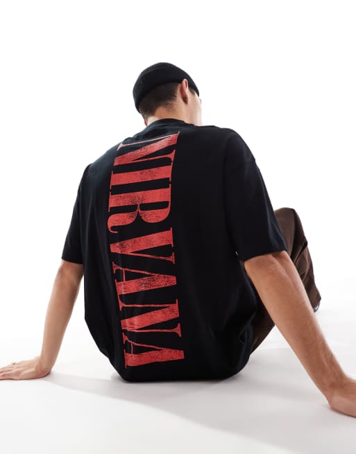 ASOS DESIGN – Svart t-shirt i oversize och unisex-modell med licensierat Nirvana-tryck, 4 av 4