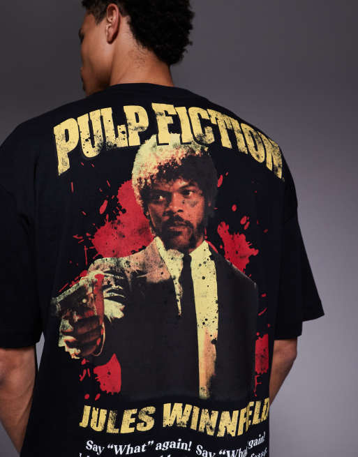 ASOS DESIGN – Svart t-shirt i oversize och unisex-modell med "Pulp Fiction"-tryck, 4 av 4