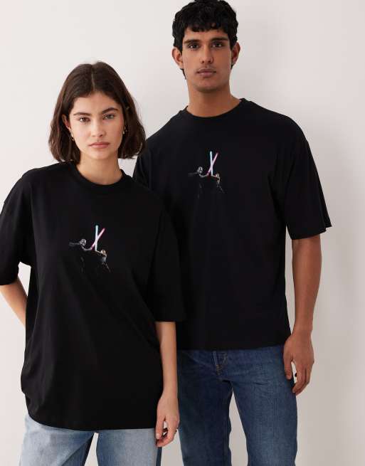 ASOS DESIGN – Svart t-shirt i oversize och unisex-modell med Star Wars-tryck, 4 av 4