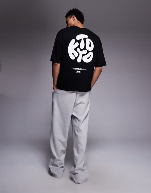 ASOS DESIGN – Svart t-shirt i oversized fit med bubbligt Kyoto-texttryck , 2 av 5
