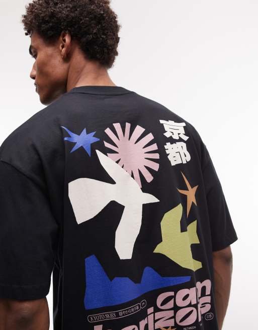 ASOS DESIGN – Svart t-shirt i oversized fit med fågeltryck, 3 av 5