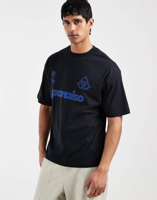 ASOS DESIGN – Svart t-shirt i oversized fit med fotbollstryck, 2 av 5