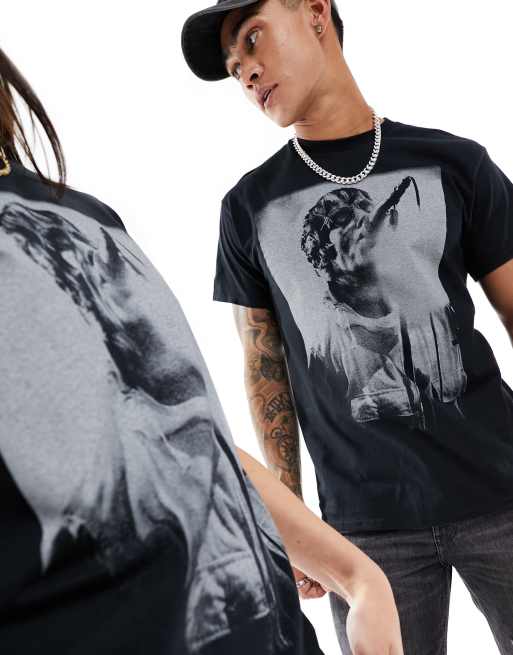 ASOS DESIGN – Svart t-shirt i unisex-modell med licensierat Liam Gallagher-tryck, 4 av 4