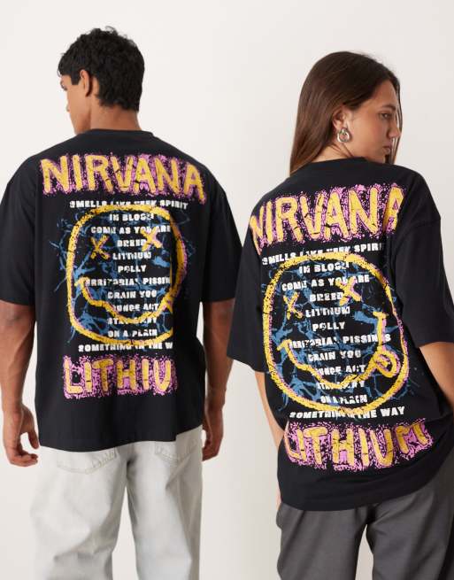 ASOS DESIGN – Svart t-shirt i unisex-modell och oversize med boxig passform och stort Nirvana-tryck, 3 av 4