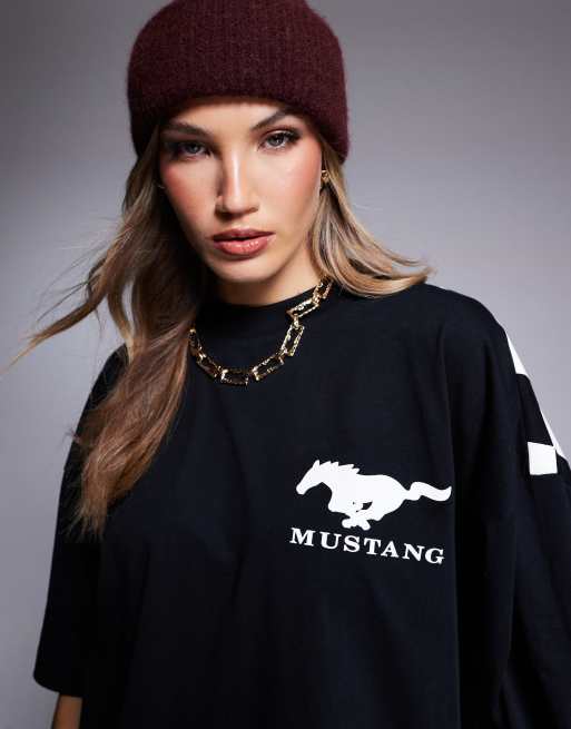 ASOS DESIGN – Svart t-shirt i unisex-modell och oversize med licenserade Ford Mustang-tryck, 4 av 4