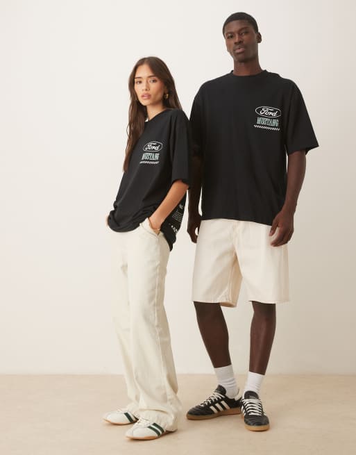 ASOS DESIGN – Svart t-shirt i unisex-modell och oversize med Mustang-tryck, 4 av 4