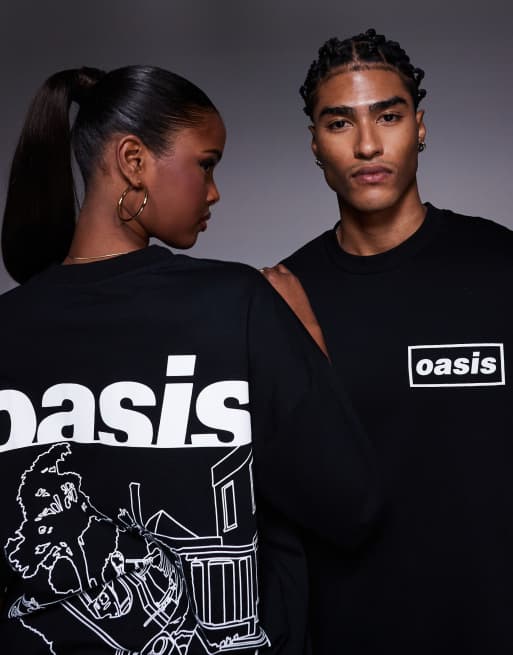 ASOS DESIGN – Svart t-shirt i unisex-modell och oversize med Oasis-tryck, 2 av 4
