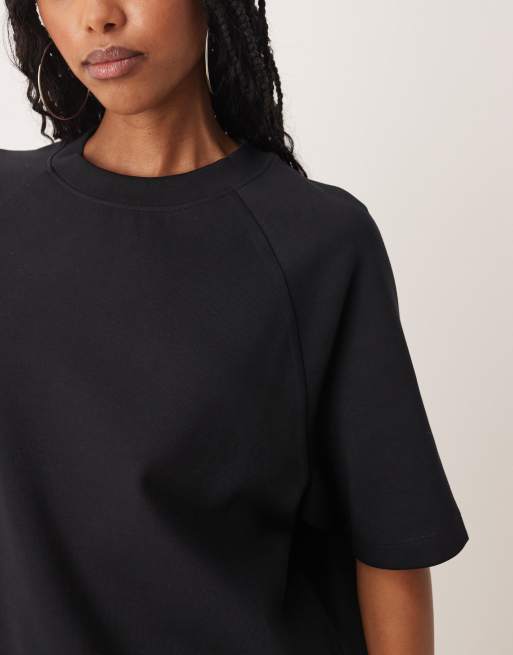 ASOS DESIGN – Svart t-shirt med raglan-ärmar och interlocksömmar, del av set, 3 av 4