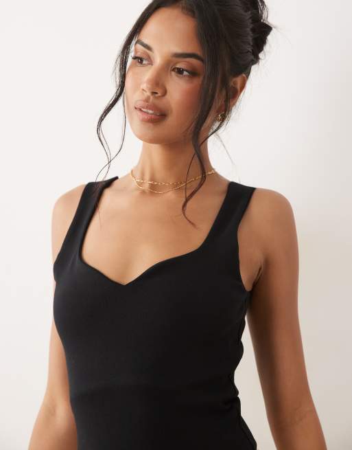 ASOS DESIGN – Svart, tätstickat linne i bomull med rundad halsringning, 3 av 4