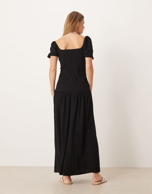 ASOS DESIGN – Svart tea-klänning med sänkt midja, 3 av 4