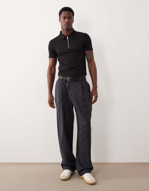 ASOS DESIGN – Svart, texturerad och kraftig pikétröja i muscle fit , 2 av 5