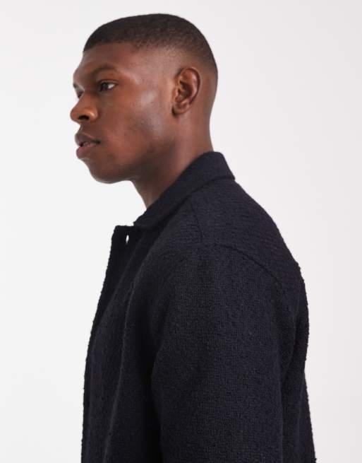 ASOS DESIGN – Svart, texturerad overshirt, 4 av 5