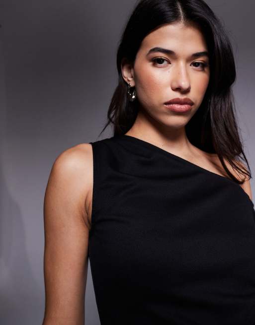 ASOS DESIGN – Svart topp i jersey och twill med bara axlar, 3 av 4