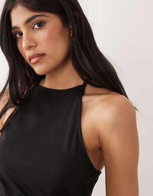 ASOS DESIGN – Svart topp i polyamid med smala axelband och brottarrygg, 2 av 4