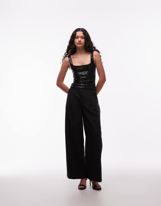 ASOS DESIGN – Svart topp med fyrkantig ringning och heltäckande paljetter, 2 av 4