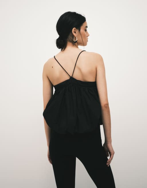 ASOS DESIGN – Svart topp med halterneck och ballongfåll, 3 av 4