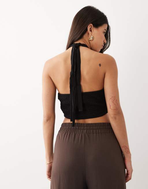 ASOS DESIGN – Svart topp med snurrade knutar vid bysten och halterneck, 4 av 4