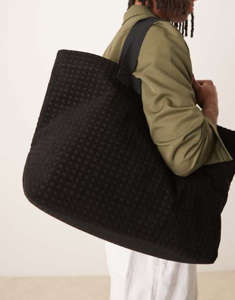 ASOS DESIGN – Svart toteväska i frottétyg - view 1