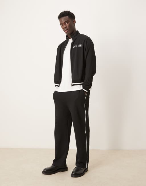 ASOS DESIGN – Svart träningsjacka i oversize med pikékrage, 2 av 4