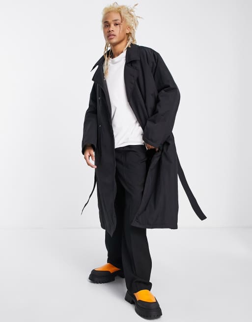 ASOS DESIGN – Svart trenchcoat i extra oversize 