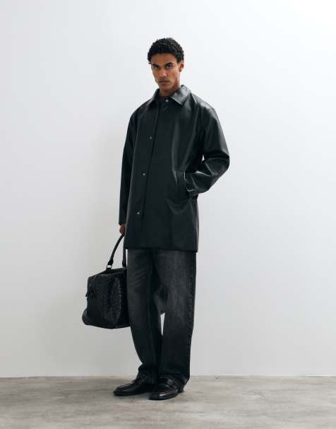 ASOS DESIGN – Svart trenchcoat i läderimitation - view 1