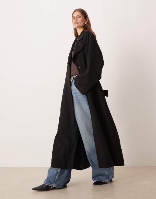 ASOS DESIGN – Svart trenchcoat i oversize med volym, 4 av 4