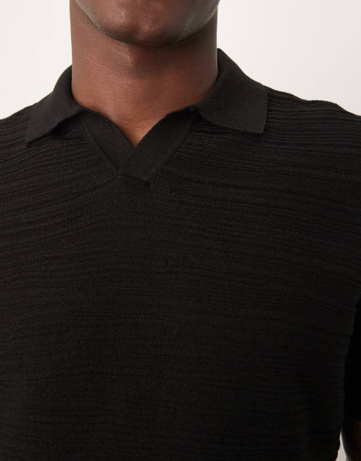 ASOS DESIGN – Svart, tunn, stickad pikétröja med melerad struktur och boxig passform, 3 av 4