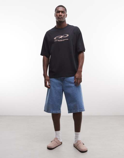 ASOS DESIGN – Svart, tvättad, kraftig t-shirt i oversized fit med texttryck, 2 av 5