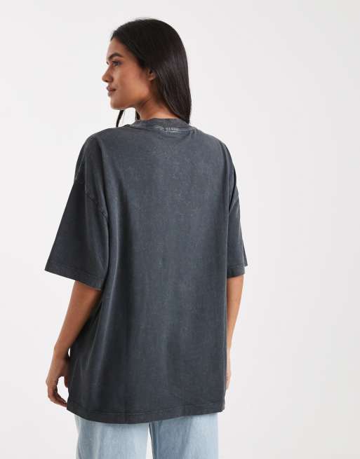 ASOS DESIGN – Svart, tvättad t-shirt i oversize fit med röntgentryck, 4 av 4
