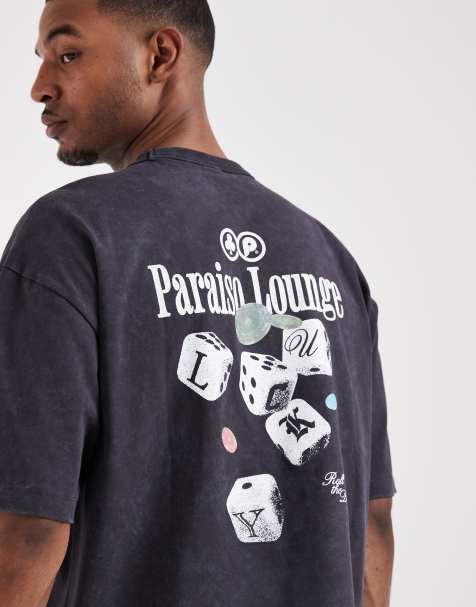 ASOS DESIGN – Svart, tvättad t-shirt i oversize med tärningstryck - view 1