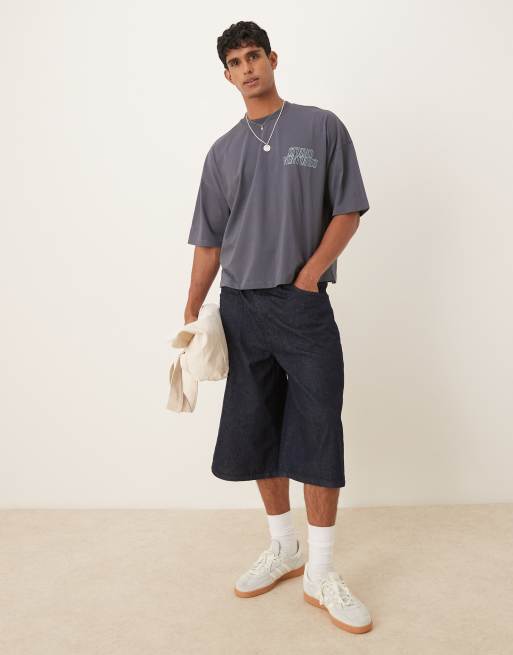 ASOS DESIGN – Svart, tvättad t-shirt i oversize och broderi framtill, 2 av 4